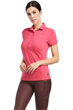 2022 Ariat Womens Prix 2.0 Short Sleeve Polo Top 10039470 - Party Punch